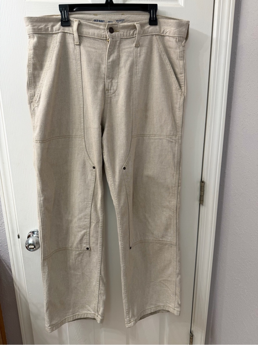 Old Navy Men's 90’s Baggy Khaki Double Knee Carpenter Pants 38x32 Built in Flex